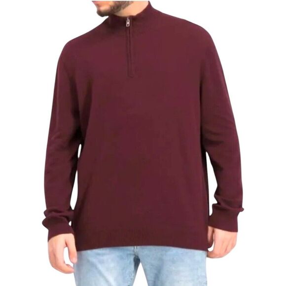 Stitch Fix Hawker Rye Mens Cotton Cashmere 1/2 Zip Mockneck Red Sweater Size 3XL - Picture 1 of 13